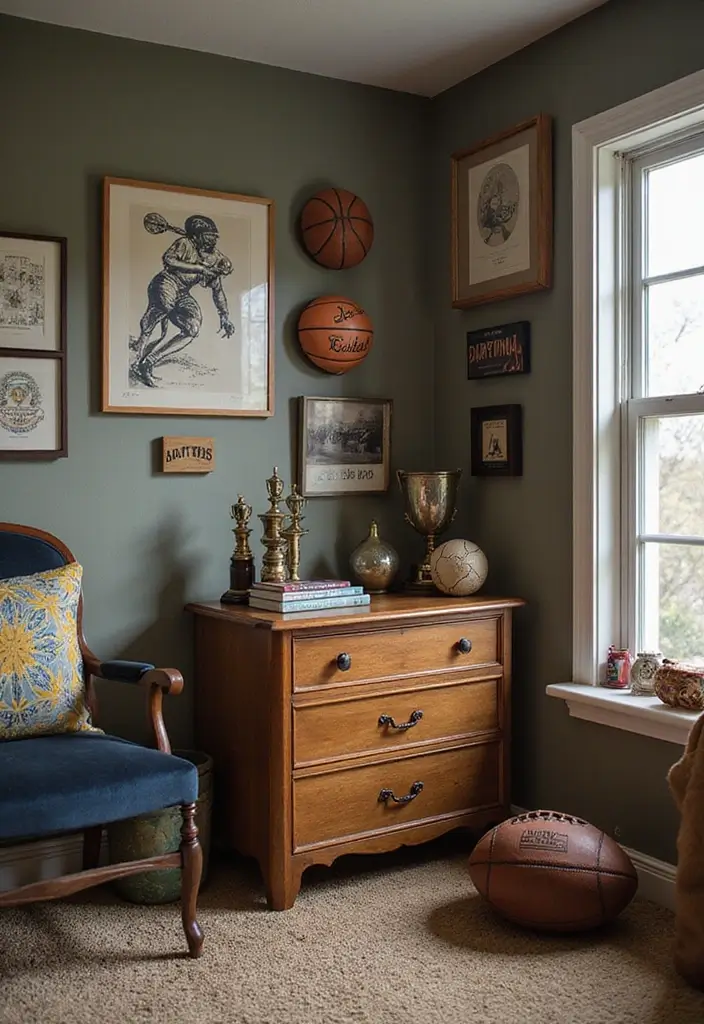 30 Creative Boys Room Paint Ideas Perfect for Every Age - 12. Vintage Sports Theme