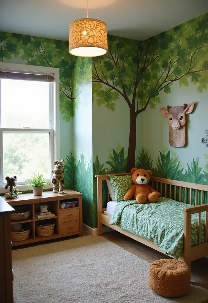 30 Creative Boys Room Paint Ideas Perfect for Every Age - 15. Jungle Adventure with Greens and Browns