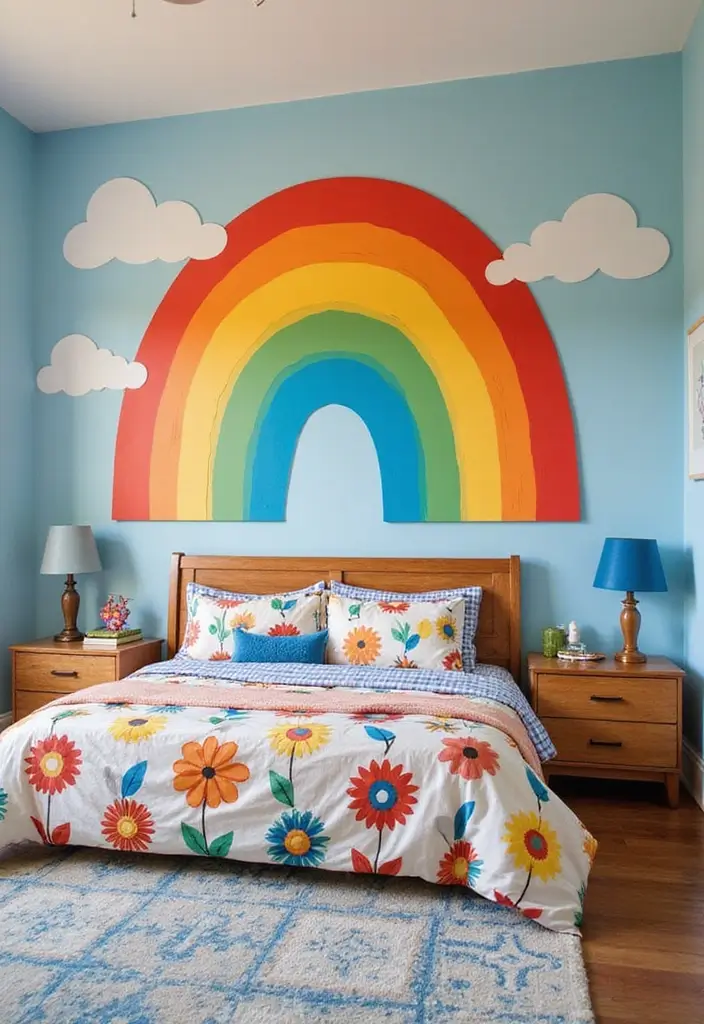 30 Creative Boys Room Paint Ideas Perfect for Every Age - 16. Whimsical Rainbow Dreams