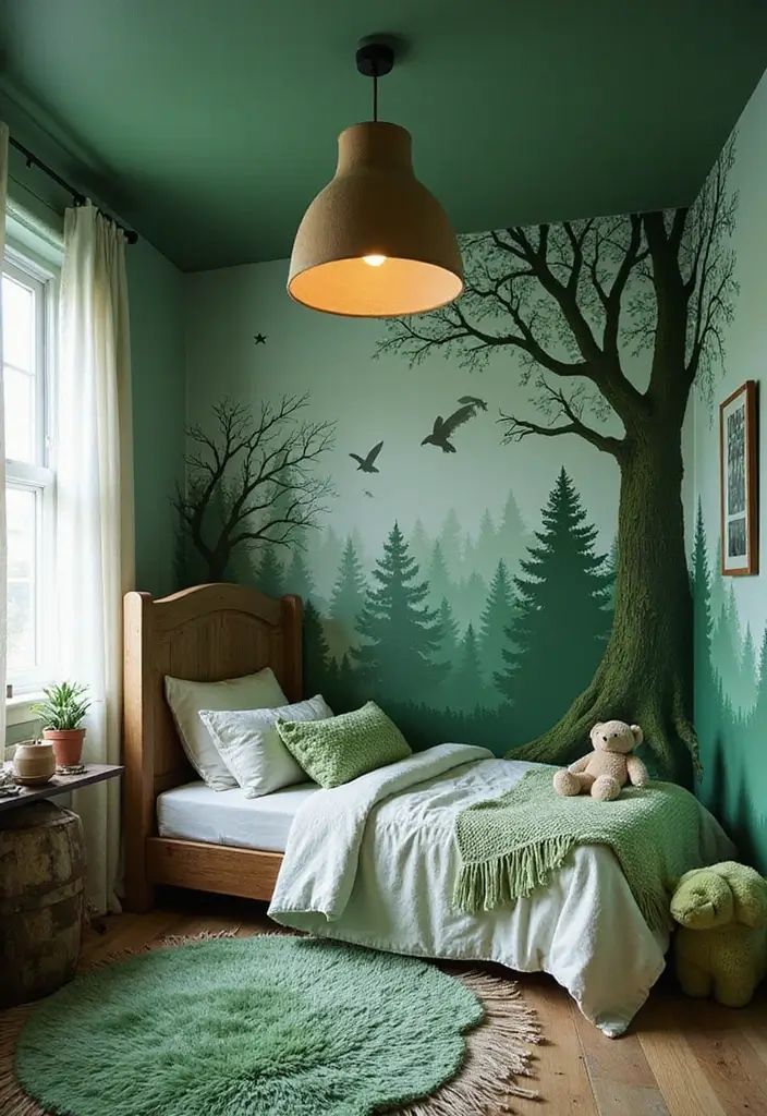 30 Creative Boys Room Paint Ideas Perfect for Every Age - 26. Magic of the Forest with Emerald Green