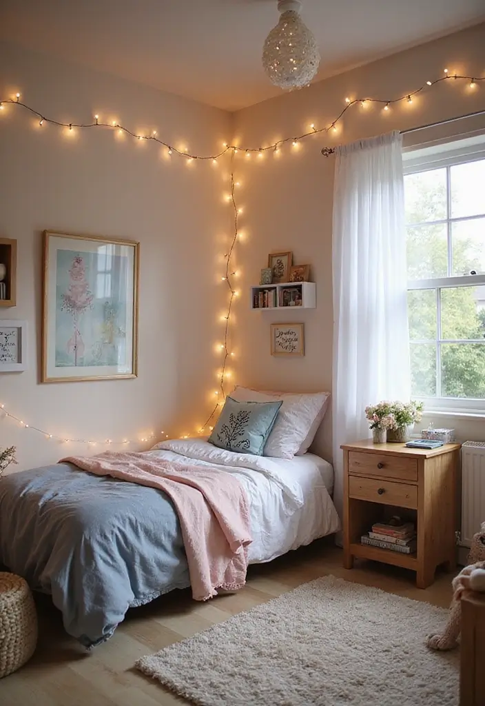30 Creative Boys Room Paint Ideas Perfect for Every Age - 28. Ethereal Fairy Lights with Soft Colors
