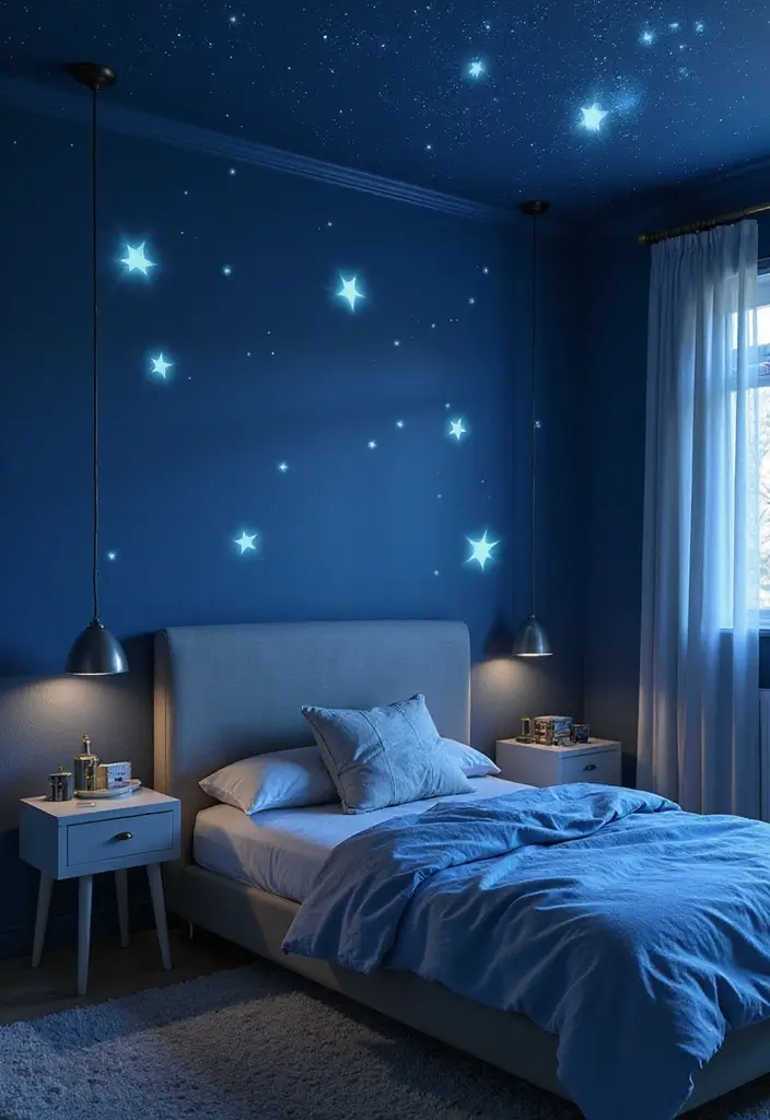 30 Creative Boys Room Paint Ideas Perfect for Every Age - 4. Galactic Themes in Dark Blue