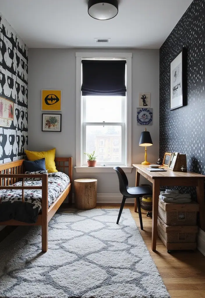 30 Creative Boys Room Paint Ideas Perfect for Every Age - 7. Striking Black and White