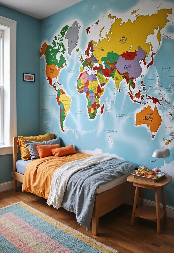 30 Creative Boys Room Paint Ideas Perfect for Every Age - 8. Adventure Awaits with Map Murals