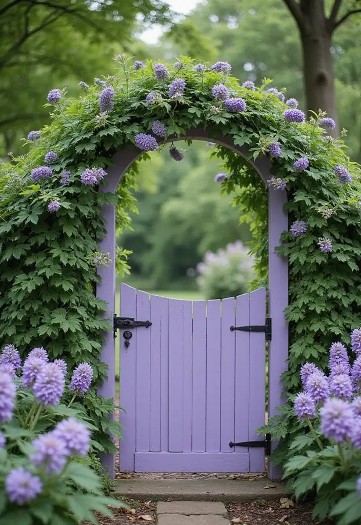 30 Creative Gate Paint Color Ideas to Elevate Your Home Exterior - 11. Subtle Lavender