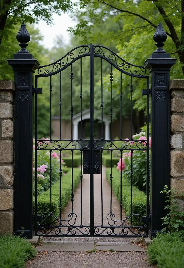 30 Creative Gate Paint Color Ideas to Elevate Your Home Exterior - 14. Bold Black