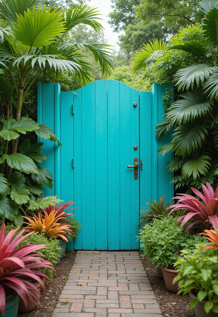 30 Creative Gate Paint Color Ideas to Elevate Your Home Exterior - 19. Bright Turquoise