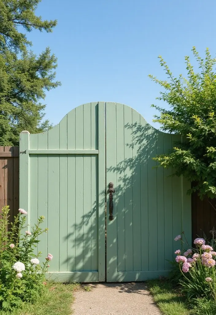 30 Creative Gate Paint Color Ideas to Elevate Your Home Exterior - 2. Soft Sage Green