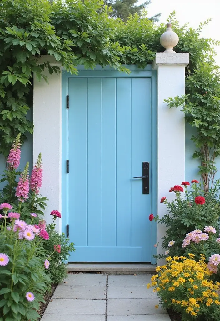 30 Creative Gate Paint Color Ideas to Elevate Your Home Exterior - 24. Ice Blue