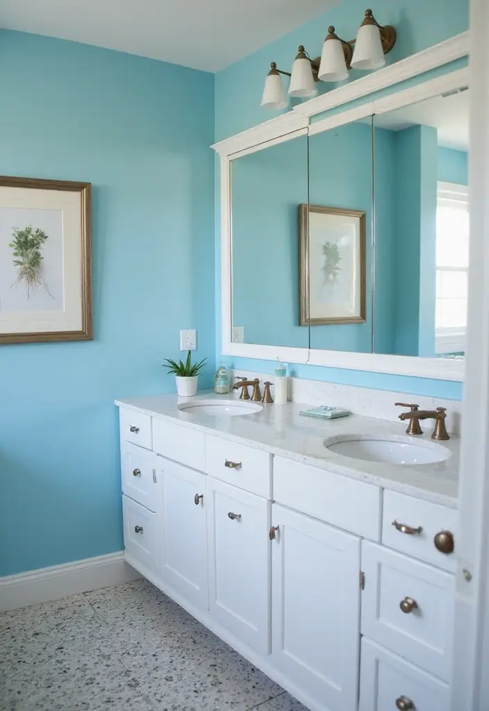 30+ Fresh Paint Colors for Bathroom That Make Small Spaces Look Bigger - 12. Sky Blue for Airy Serenity