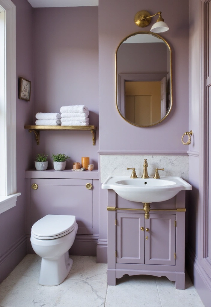 30+ Fresh Paint Colors for Bathroom That Make Small Spaces Look Bigger - 17. Smoky Lilac for an Elegant Touch