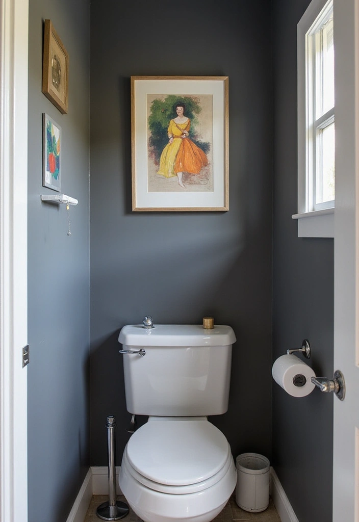 30+ Fresh Paint Colors for Bathroom That Make Small Spaces Look Bigger - 18. Soft Charcoal for a Chic Contrast