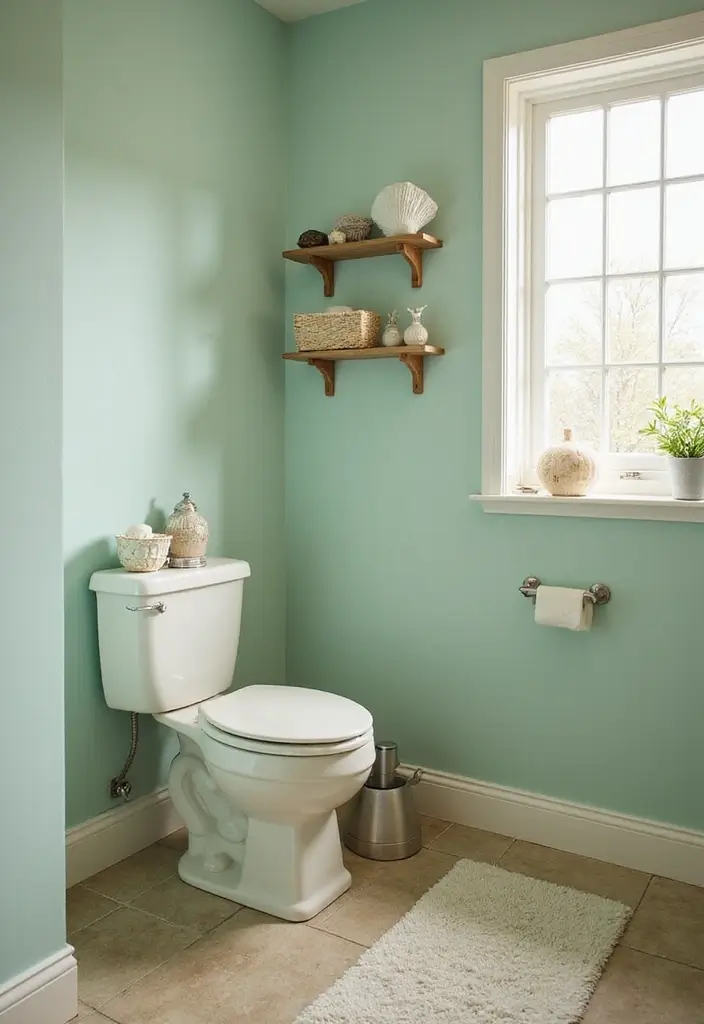 30+ Fresh Paint Colors for Bathroom That Make Small Spaces Look Bigger - 20. Seafoam Green for a Breezy Feel