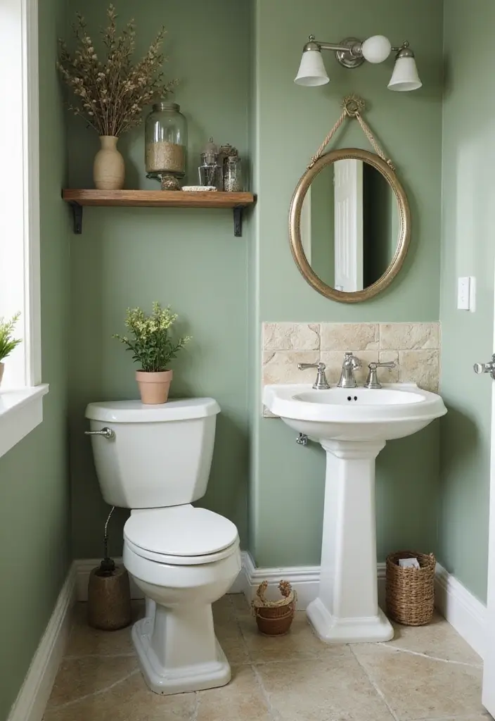 30+ Fresh Paint Colors for Bathroom That Make Small Spaces Look Bigger - 3. Soft Sage Green for a Touch of Nature