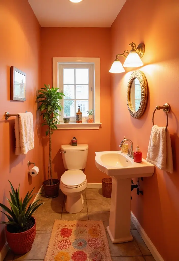 30+ Fresh Paint Colors for Bathroom That Make Small Spaces Look Bigger - 30. Soft Sunset for a Warm Glow