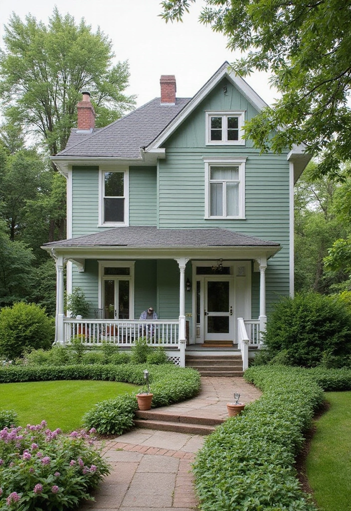 30 Gorgeous Exterior Paint Colors for House to Boost Curb Appeal 1 30 Gorgeous Exterior Paint Colors for House to Boost Curb Appeal - 1. Serene Sage