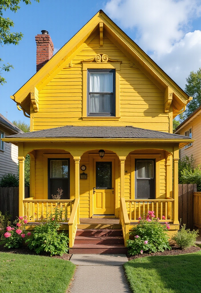 30 Gorgeous Exterior Paint Colors for House to Boost Curb Appeal 17 30 Gorgeous Exterior Paint Colors for House to Boost Curb Appeal - 17. Golden Yellow