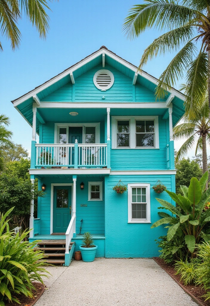 30 Gorgeous Exterior Paint Colors for House to Boost Curb Appeal 19 30 Gorgeous Exterior Paint Colors for House to Boost Curb Appeal - 19. Vibrant Turquoise