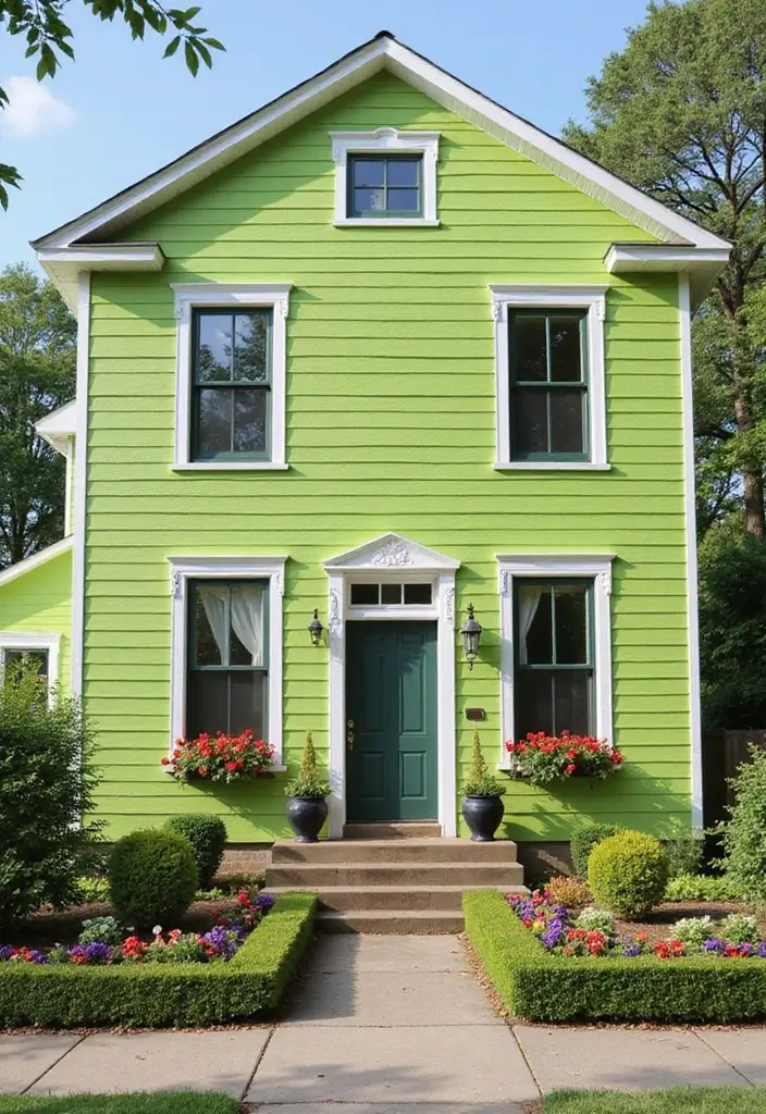 30 Gorgeous Exterior Paint Colors for House to Boost Curb Appeal 27 30 Gorgeous Exterior Paint Colors for House to Boost Curb Appeal - 27. Fresh Lime