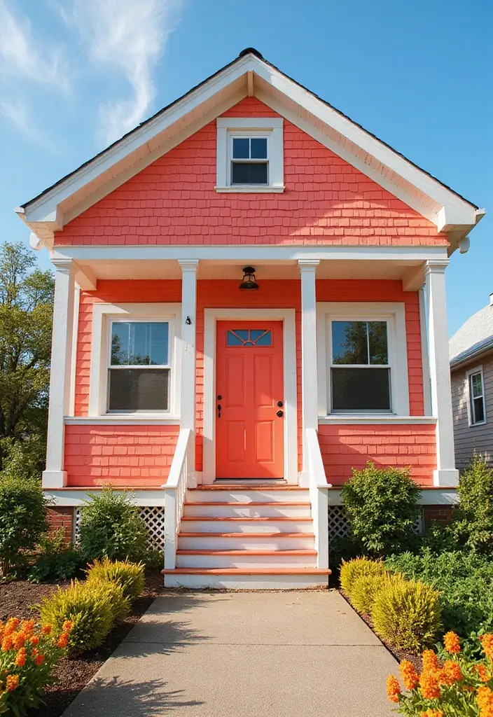 30 Gorgeous Exterior Paint Colors for House to Boost Curb Appeal 30 30 Gorgeous Exterior Paint Colors for House to Boost Curb Appeal - 30. Radiant Coral