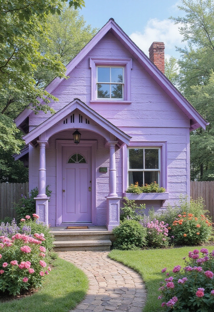 30 Gorgeous Exterior Paint Colors for House to Boost Curb Appeal 4 30 Gorgeous Exterior Paint Colors for House to Boost Curb Appeal - 4. Soft Lavender