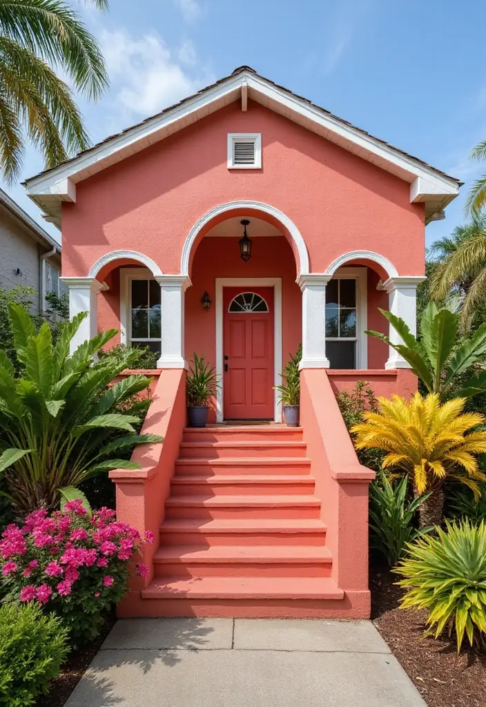 30 Gorgeous Exterior Paint Colors for House to Boost Curb Appeal 9 30 Gorgeous Exterior Paint Colors for House to Boost Curb Appeal - 9. Daring Coral