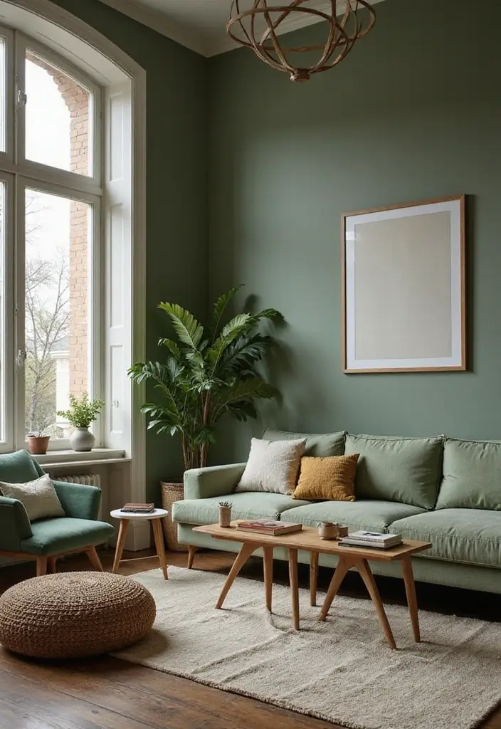 30 Green Living Room Color Schemes Loved by Designers - 11. Dusty Moss Green