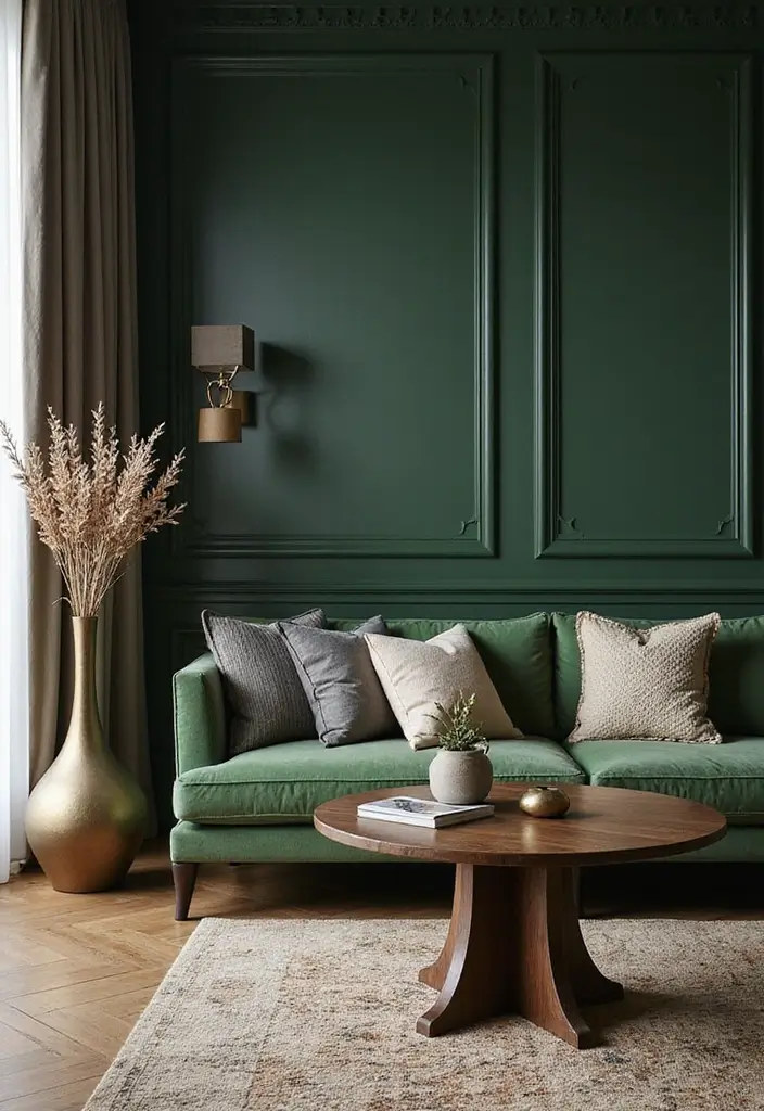 30 Green Living Room Color Schemes Loved by Designers - 12. Classic Hunter Green