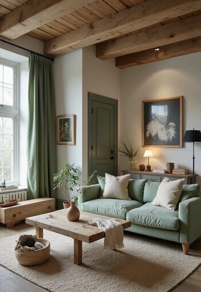 30 Green Living Room Color Schemes Loved by Designers - 15. Rustic Pine Green
