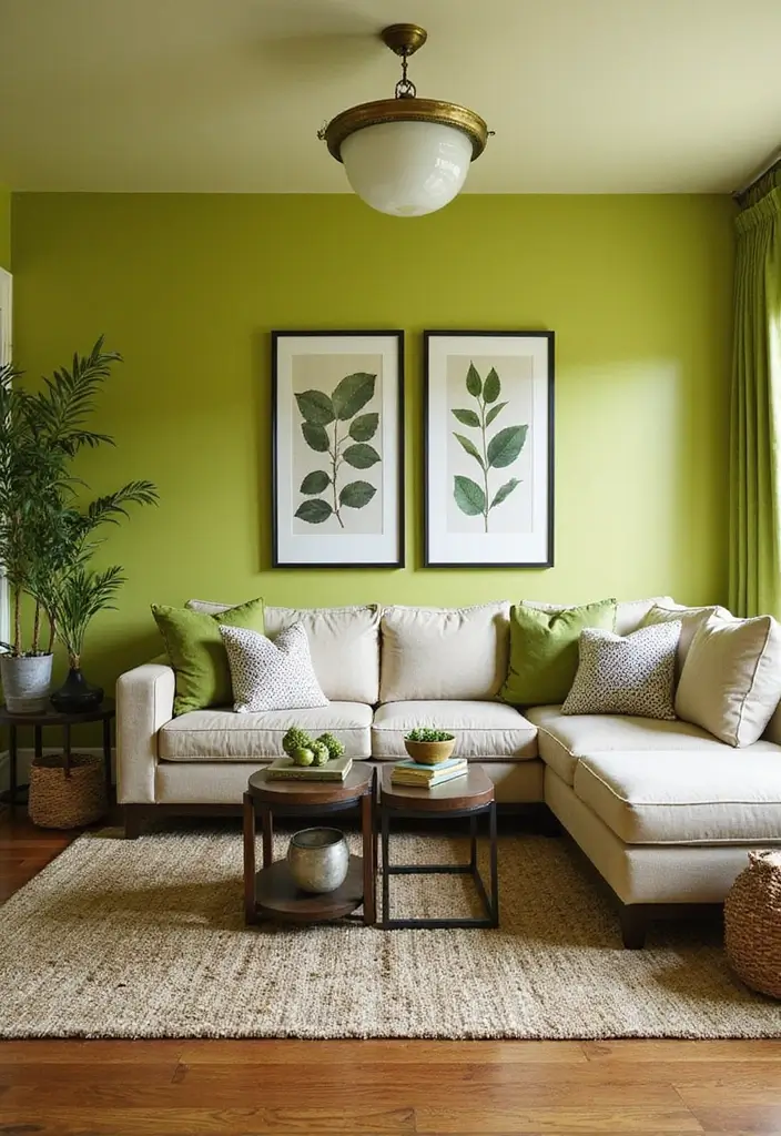 30 Green Living Room Color Schemes Loved by Designers - 17. Lush Chartreuse Green