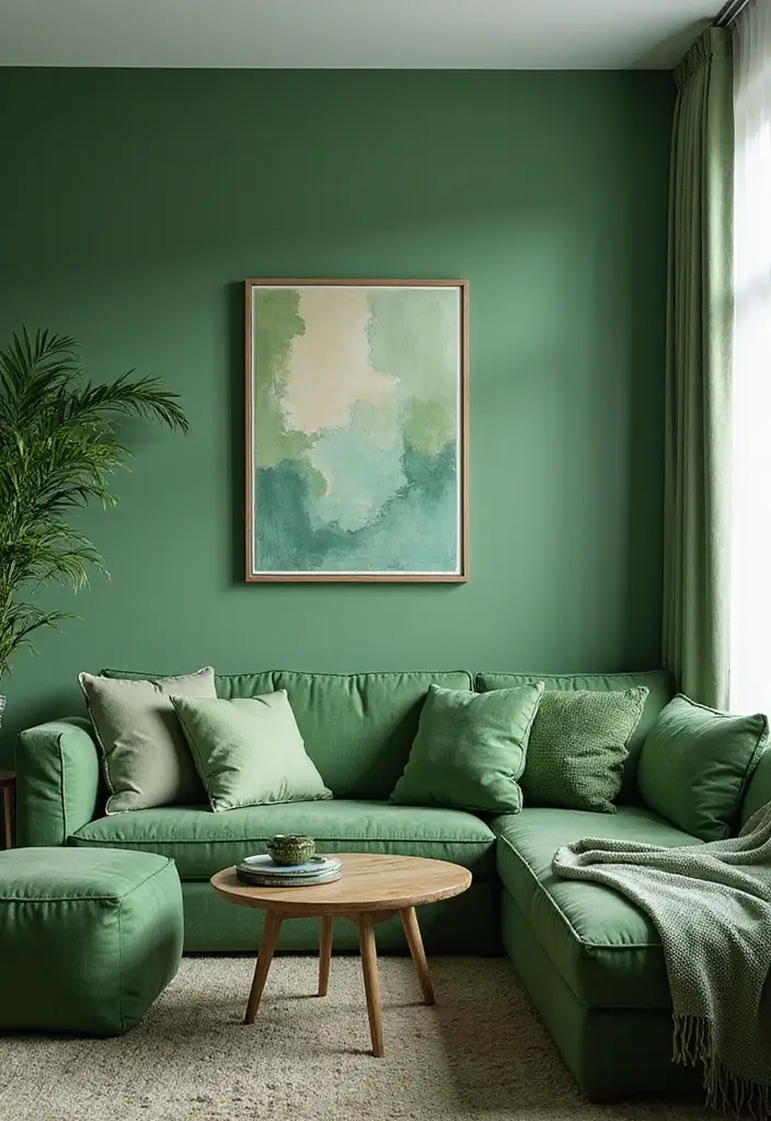 30 Green Living Room Color Schemes Loved by Designers - 25. Multi-tonal Green Palette