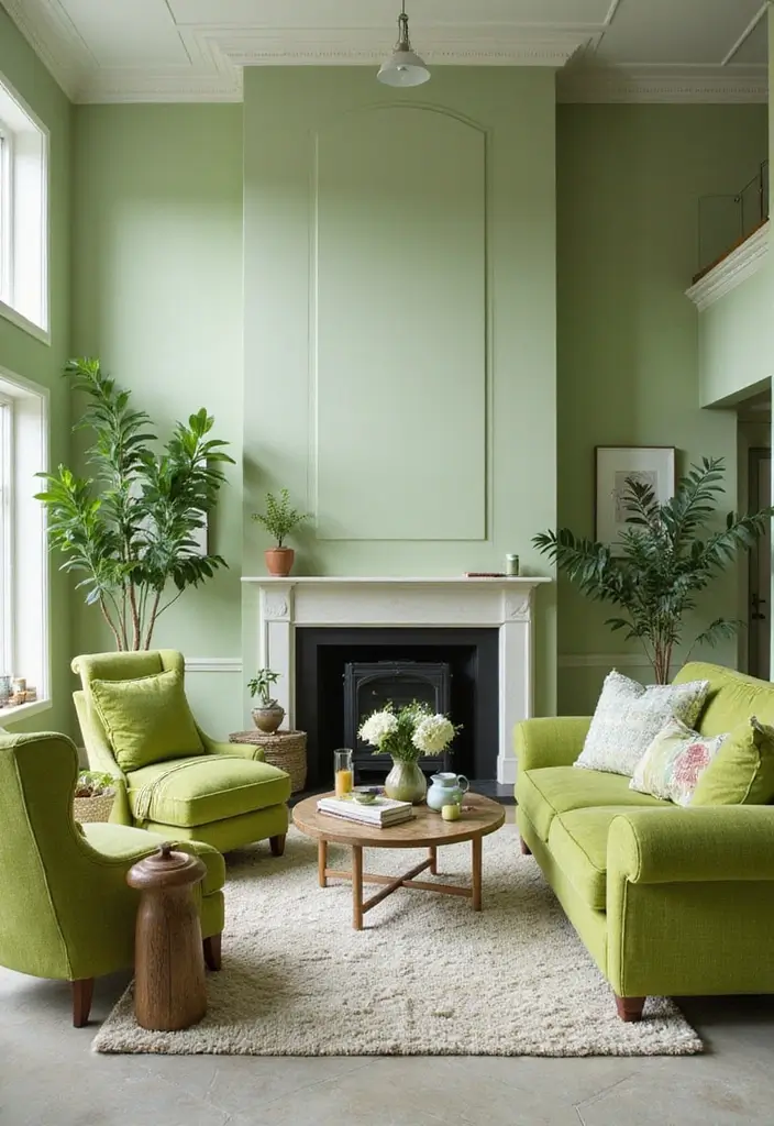 30 Green Living Room Color Schemes Loved by Designers - 27. Vibrant Grass Green