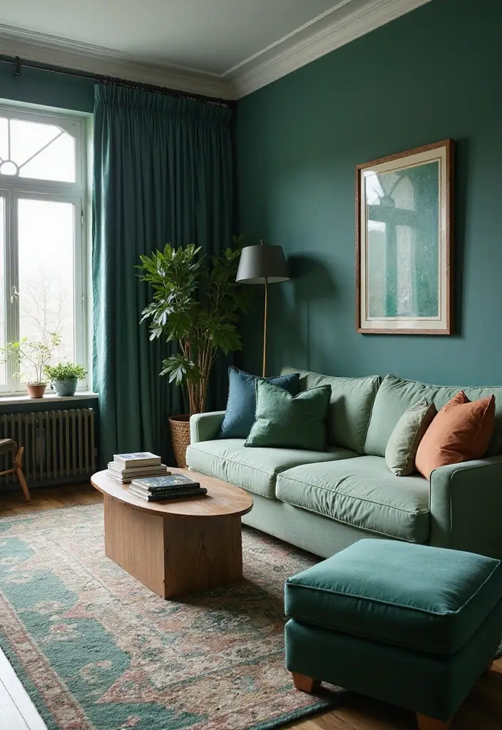 30 Green Living Room Color Schemes Loved by Designers - 30. Enchanting Jadeite Green