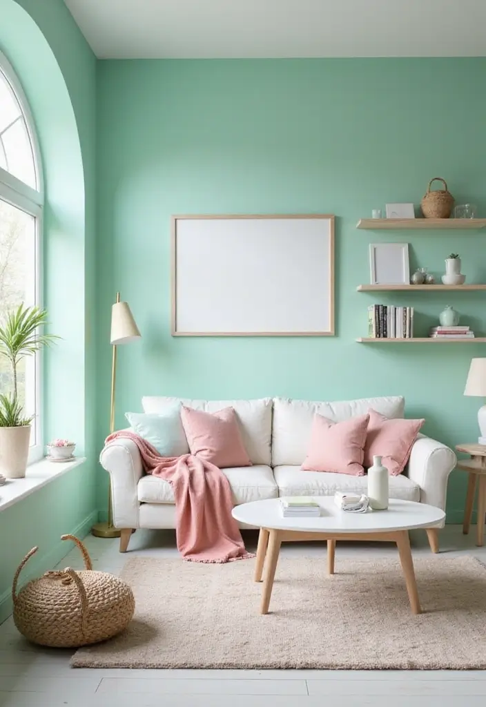 30 Green Living Room Color Schemes Loved by Designers - 4. Fresh Mint Green