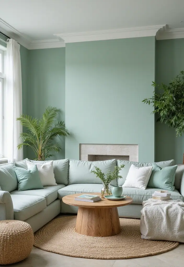30 Green Living Room Color Schemes Loved by Designers - 6. Cool Seafoam Green