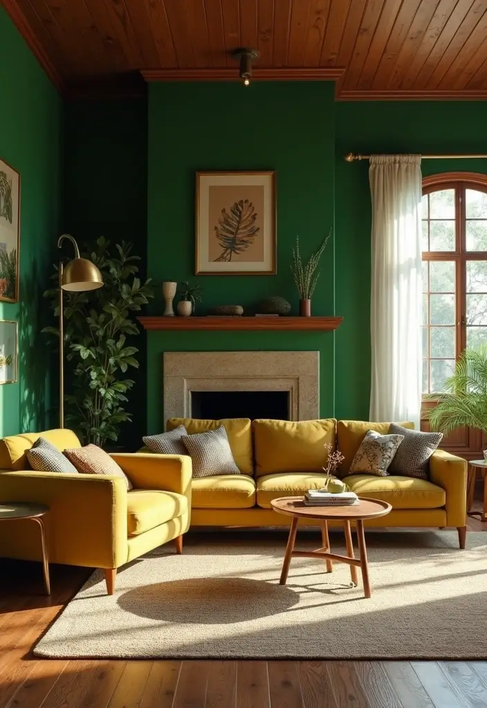 30 Green Living Room Color Schemes Loved by Designers - 7. Rich Avocado Green