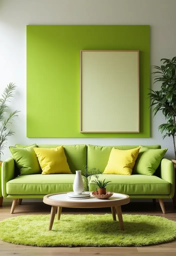 30 Green Living Room Color Schemes Loved by Designers - 8. Bright Lime Green