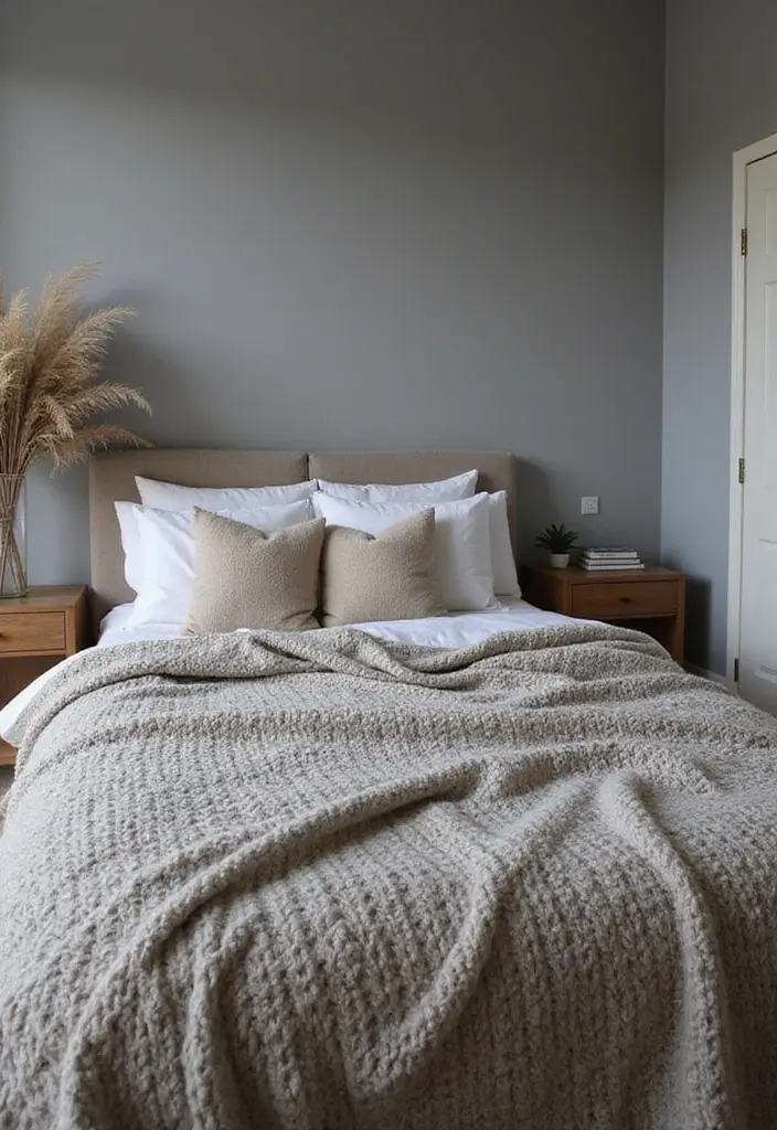 30 Grey Bedroom Ideas with Pop of Color for Modern Homes 13 30 Grey Bedroom Ideas with Pop of Color for Modern Homes - 13. Unexpected Textures