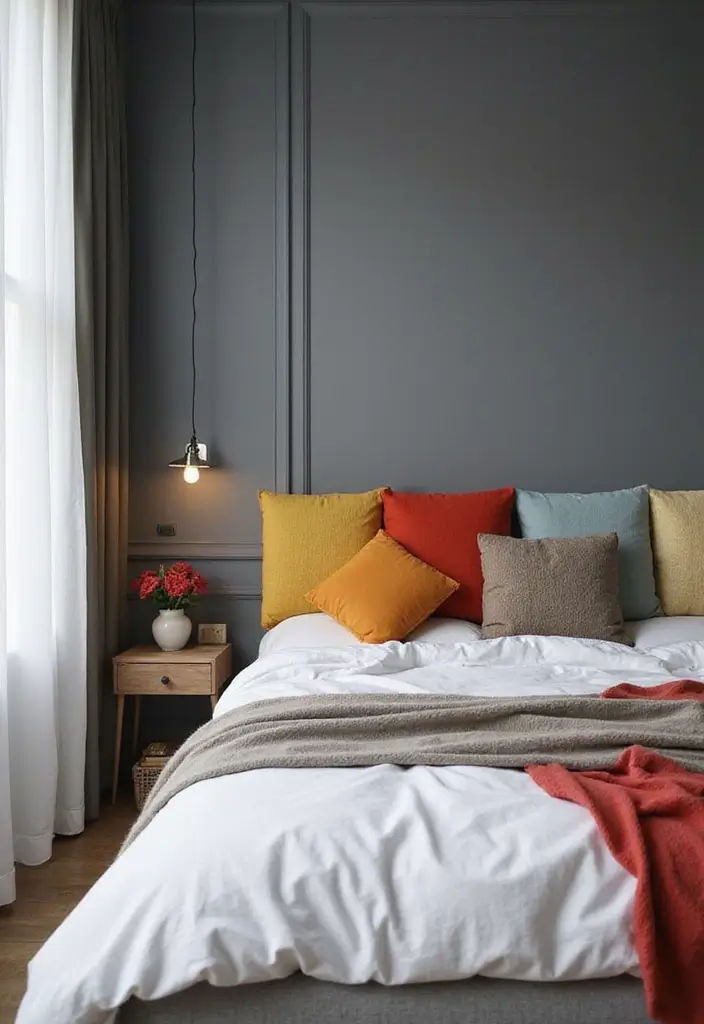 30 Grey Bedroom Ideas with Pop of Color for Modern Homes 27 30 Grey Bedroom Ideas with Pop of Color for Modern Homes - 27. Creative Headboard Ideas