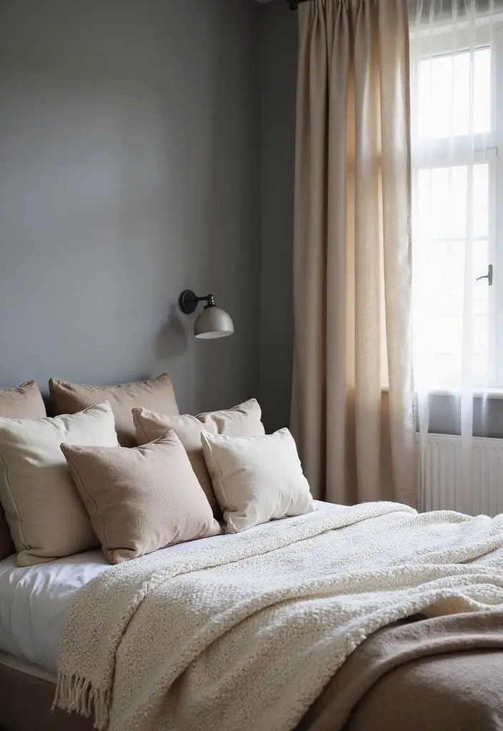 30 Grey Bedroom Ideas with Pop of Color for Modern Homes 7 30 Grey Bedroom Ideas with Pop of Color for Modern Homes - 7. Chic Neutrals with a Twist