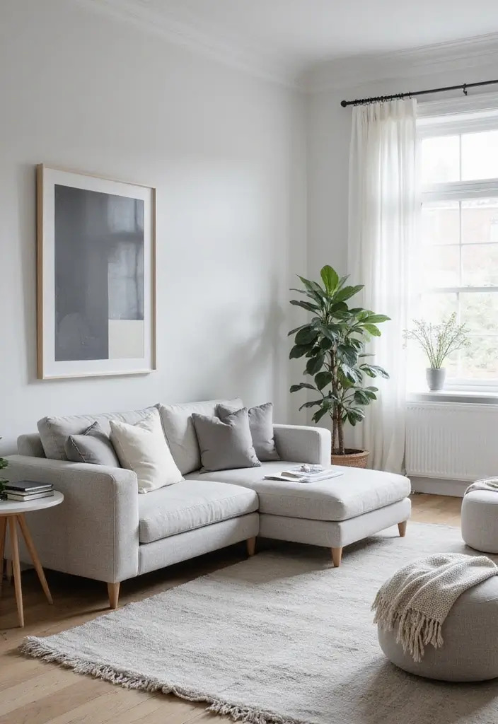 30 Grey Paint Living Room Ideas That Feel Modern & Warm - 5. Grey and White for a Minimalist Look