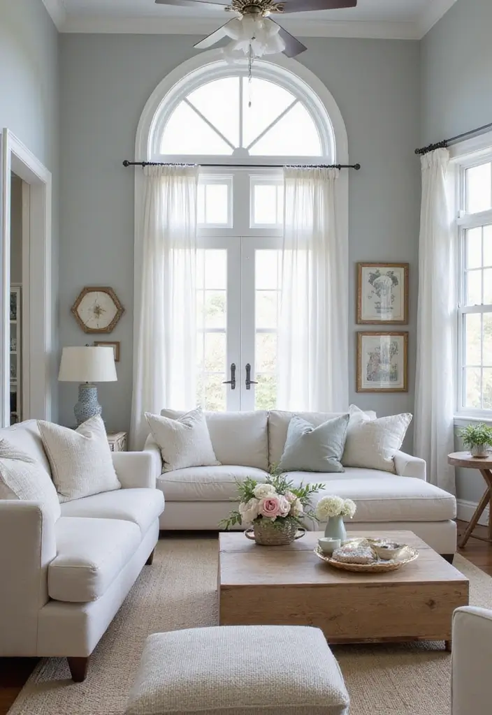 30 Grey Paint Living Room Ideas That Feel Modern & Warm - 8. Grey with Coastal Vibes