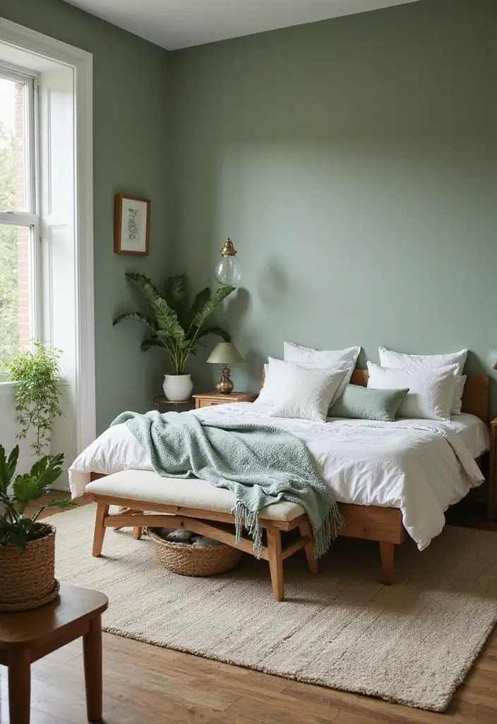 30 Guest Bedroom Paint Colors That Feel Cozy & Welcoming - 1. Soft Sage Green