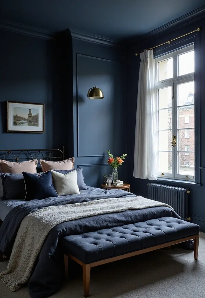 30 Guest Bedroom Paint Colors That Feel Cozy & Welcoming - 16. Rich Navy