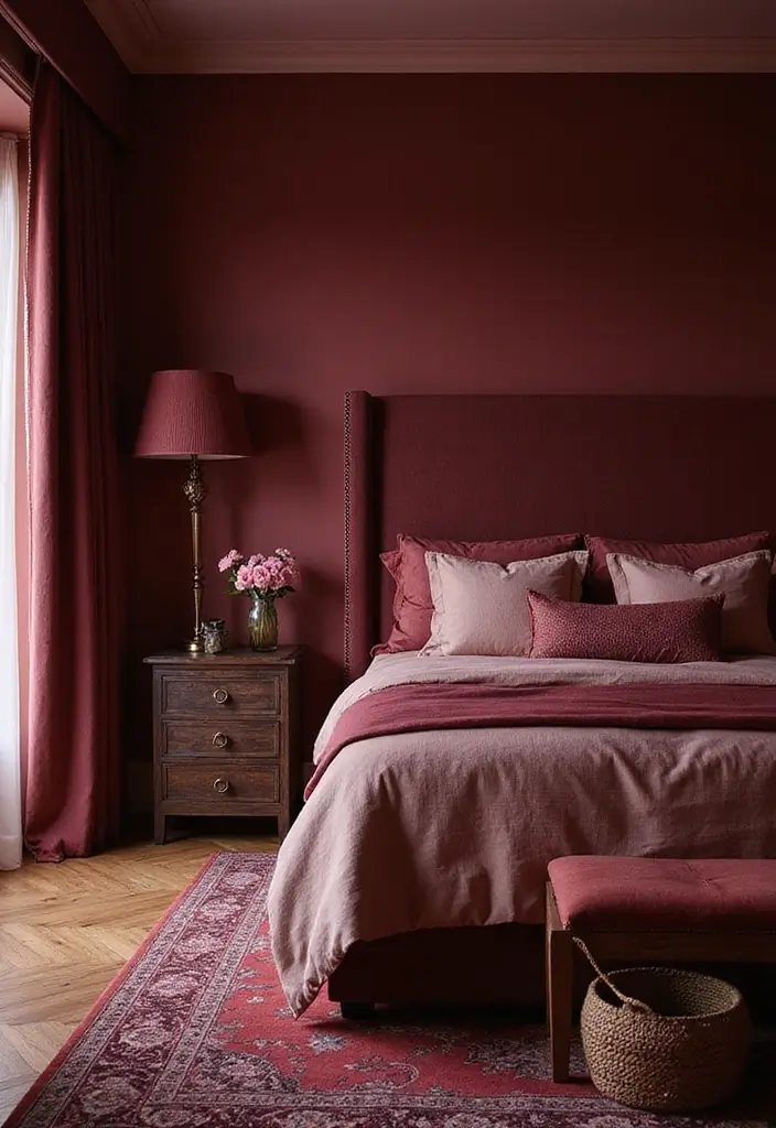 30 Guest Bedroom Paint Colors That Feel Cozy & Welcoming - 22. Rich Burgundy