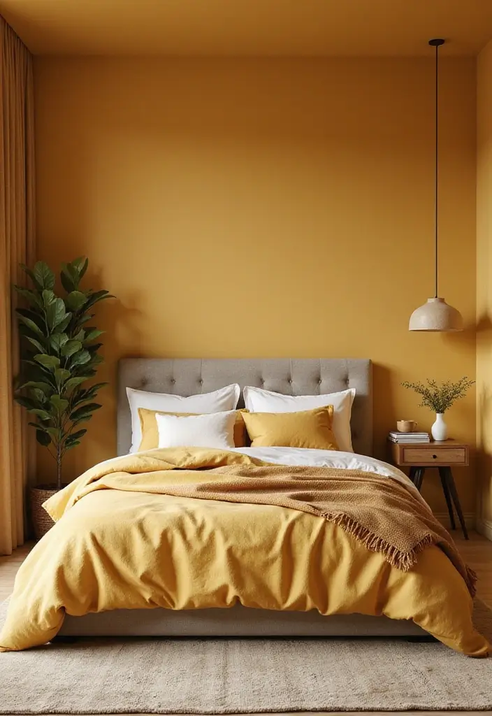 30 Guest Bedroom Paint Colors That Feel Cozy & Welcoming - 23. Ochre Yellow