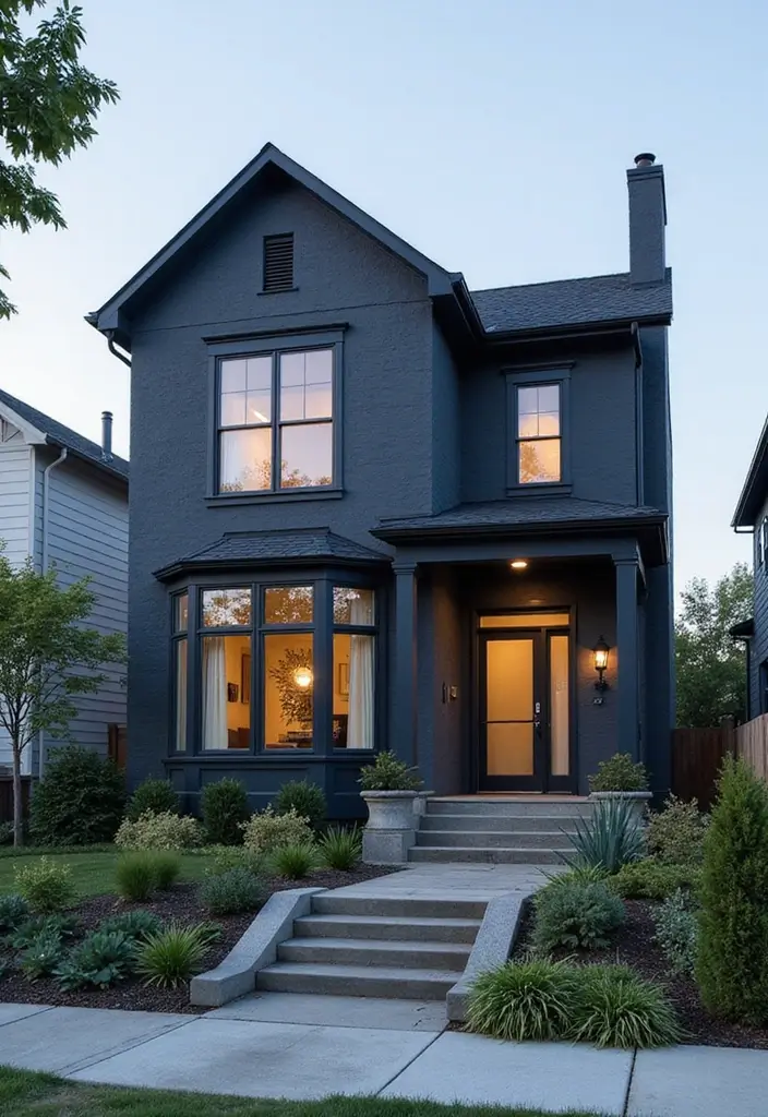 30 Modern Exterior Paint Colors That Boost Home Value - 12. Charcoal Blue
