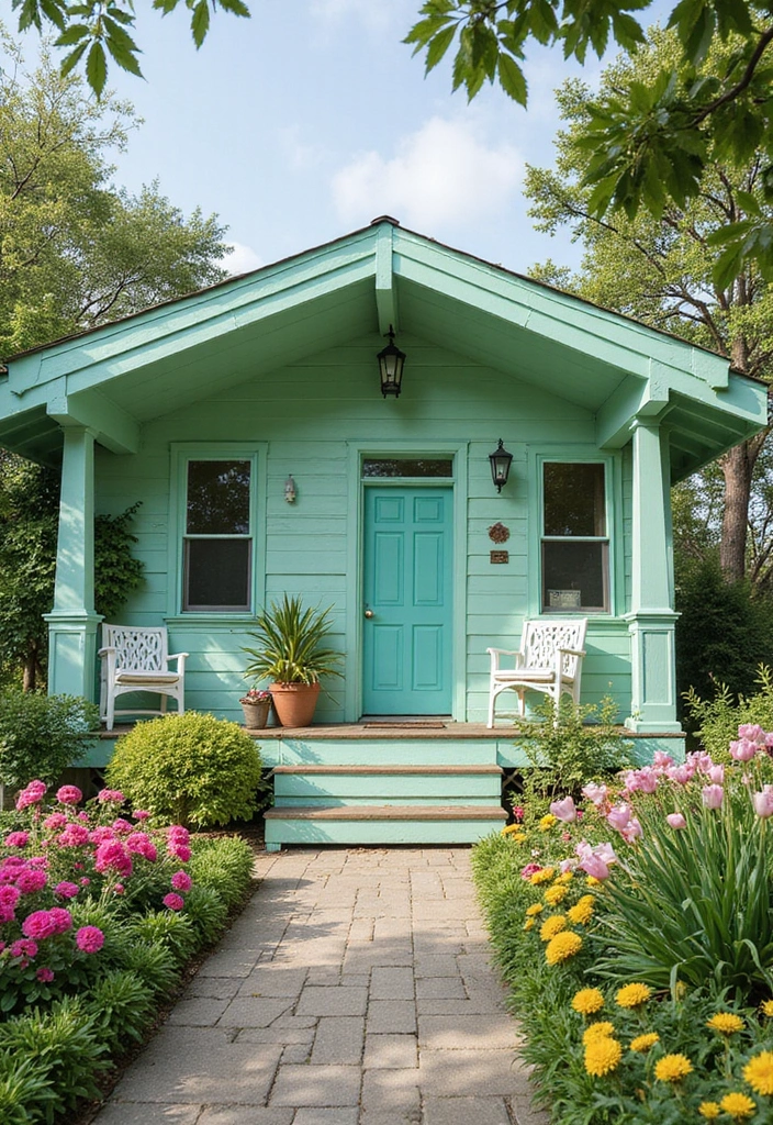 30 Modern Exterior Paint Colors That Boost Home Value - 16. Mint Green