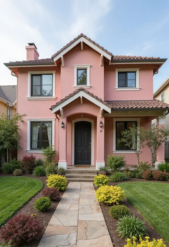30 Modern Exterior Paint Colors That Boost Home Value - 19. Blush Pink
