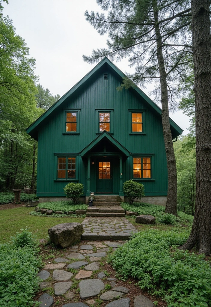 30 Modern Exterior Paint Colors That Boost Home Value - 20. Forest Green